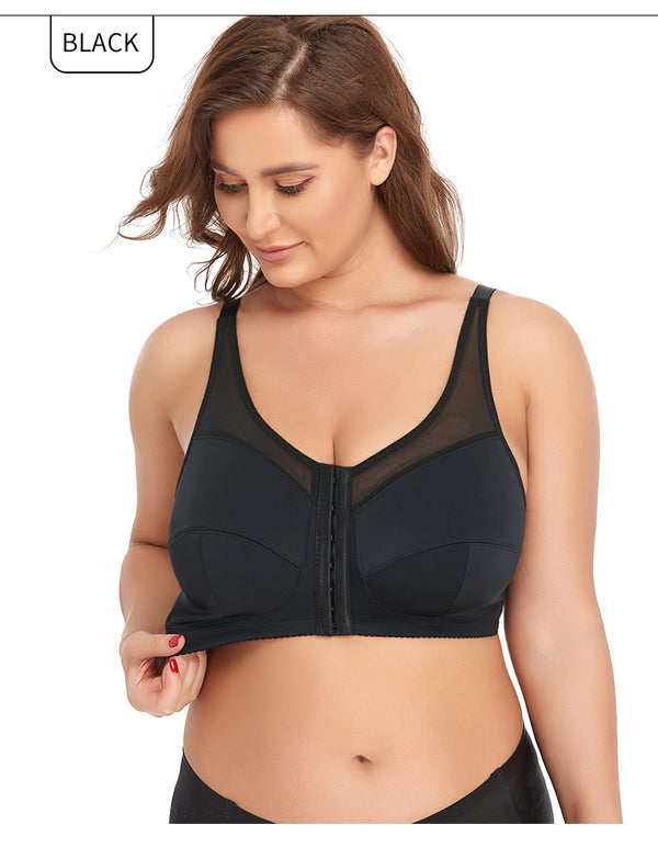 Plus-size Front Button Bra Thin Bra Summer Underwear for Big Chest Women