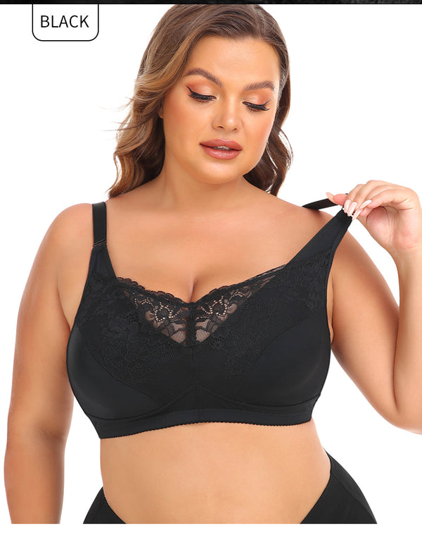 Plus Size Wireless Full Coverage Lace Support Bra